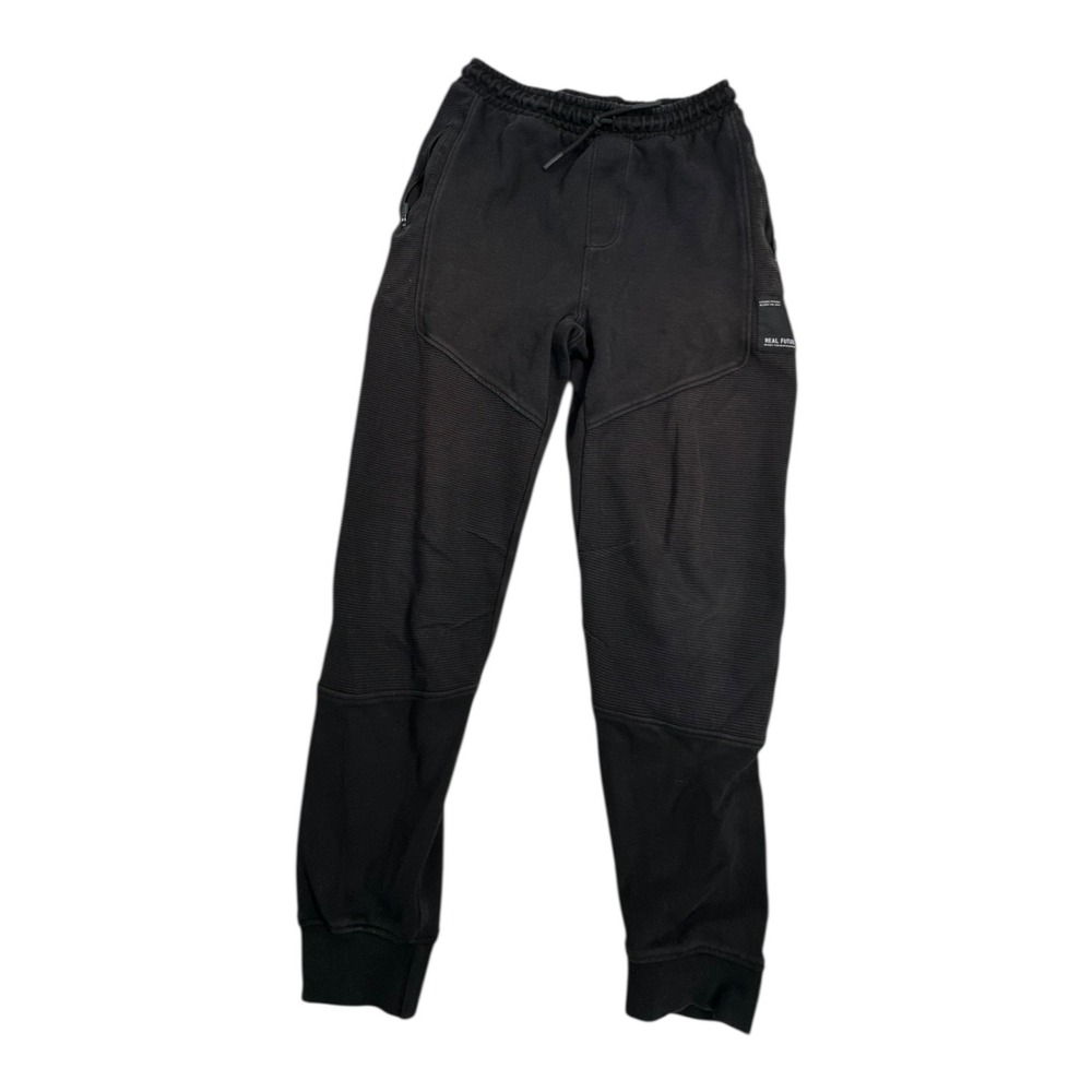 ZARA Boys Black Joggers Pants Moto Style‎ Ribbed Drawstring Waist Size 13-14
